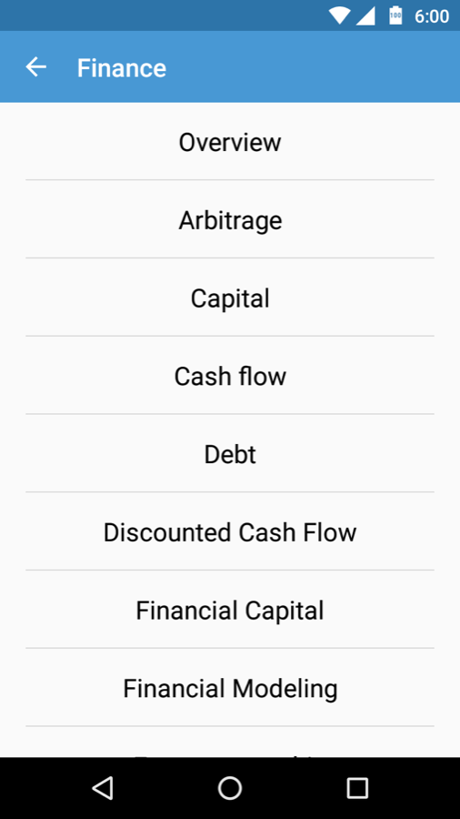 The finance index: overview, arbitrage, capital, cash flow, debt, discounted cash flow, financial capital, financial modeling