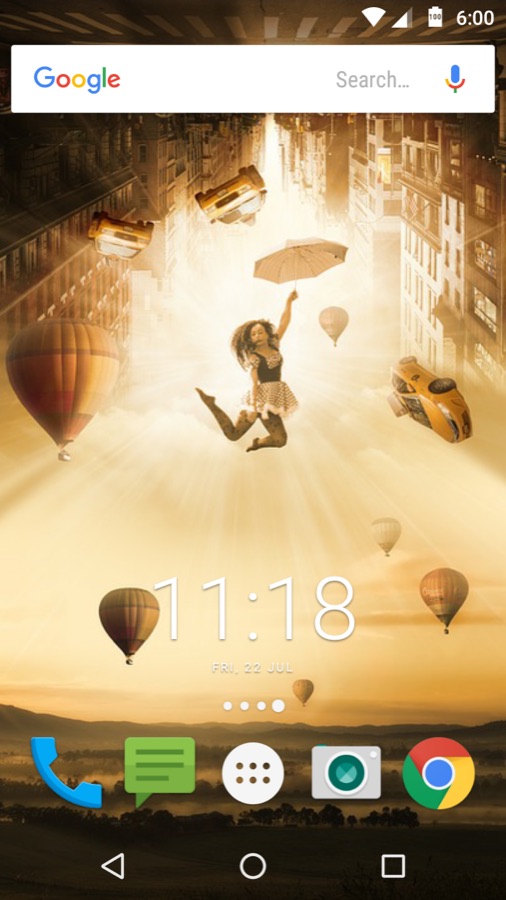 A wallpaper from the app on an Android home screen
